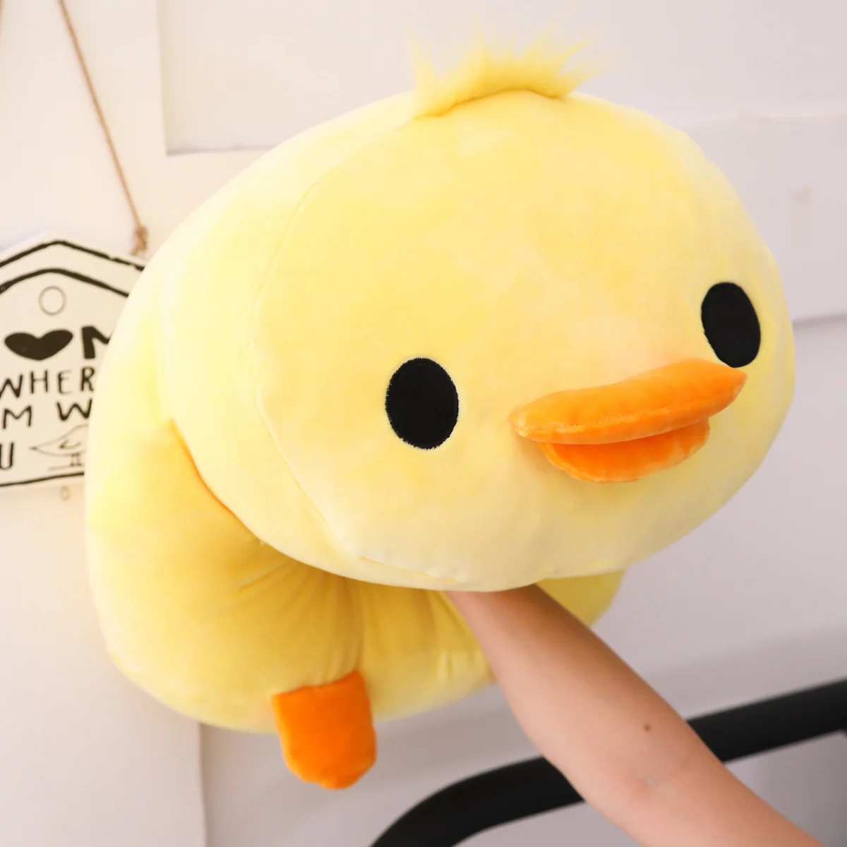 Lying Cotton Duck Cute Stuffed Yellow Duck Plush Toy Soft Children Down Pillow Cushion Nice Christmas Gifts for Girls Room Decor