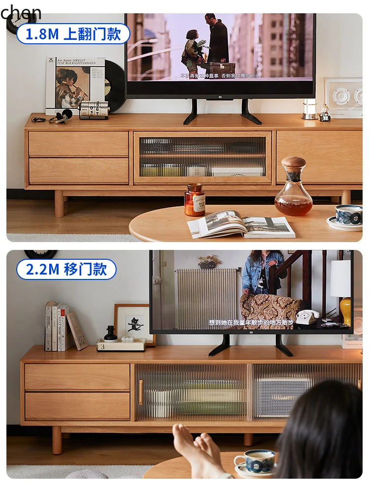 Furniture Time TV Cabinet Solid Wood Coffee Table Combination Log Wind Floor Storage Locker