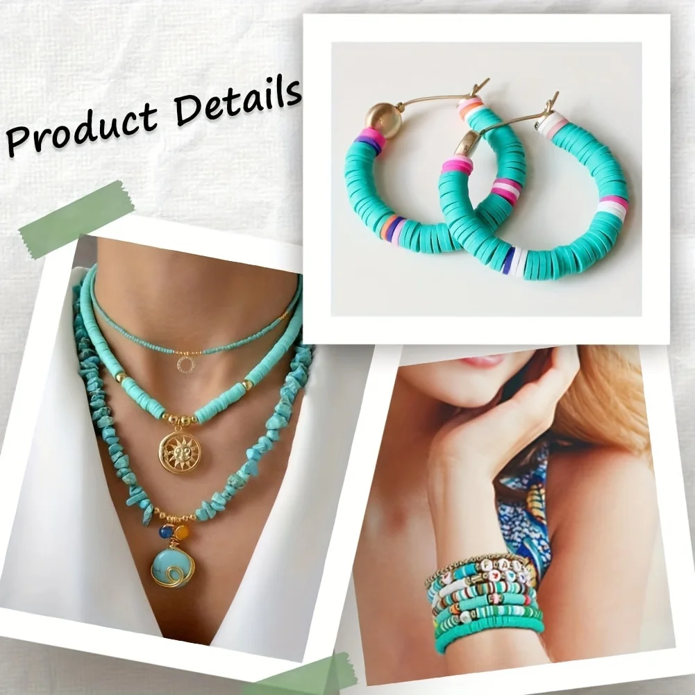 

DIY clay beads, 48 color flat circular polymer clay beads, spacer beads for birthday gifts, DIY materials