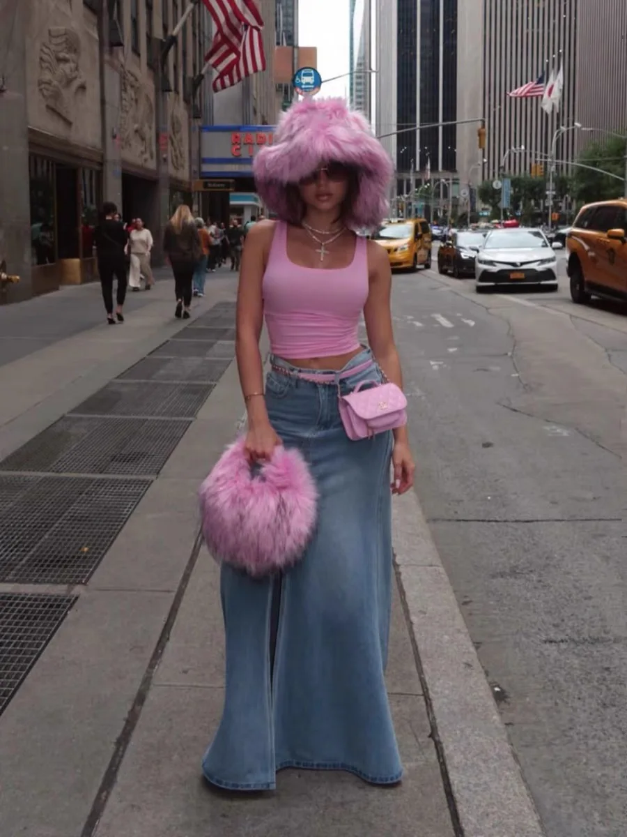 Sombrero de pescador rosa con ala grande para mujer, gorro de mapache cálido y grueso, de lana, de invierno, de Europa y América, novedad