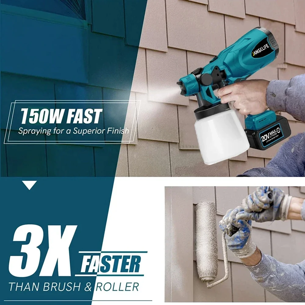 800ML Electric Spray Gun Cordless Paint Sprayer Auto Furniture Steel Coating Airbrush Compatible For Makita 18V Battery image 3