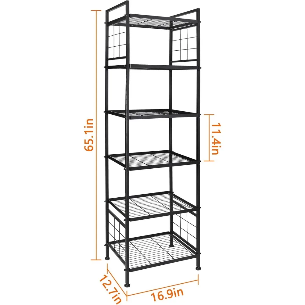 6-Wire Standing Storage Shelf, Metal Shelving Unit Pantry Rack for Laundry Kitchen Bathroom Organizer(Black)