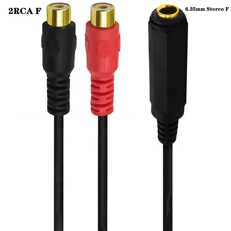 Cable de Audio tipo Y 1/2 de 6,35mm, Conector de canal único/Doble A 2RCA Lotus, estación madre FM, micrófono