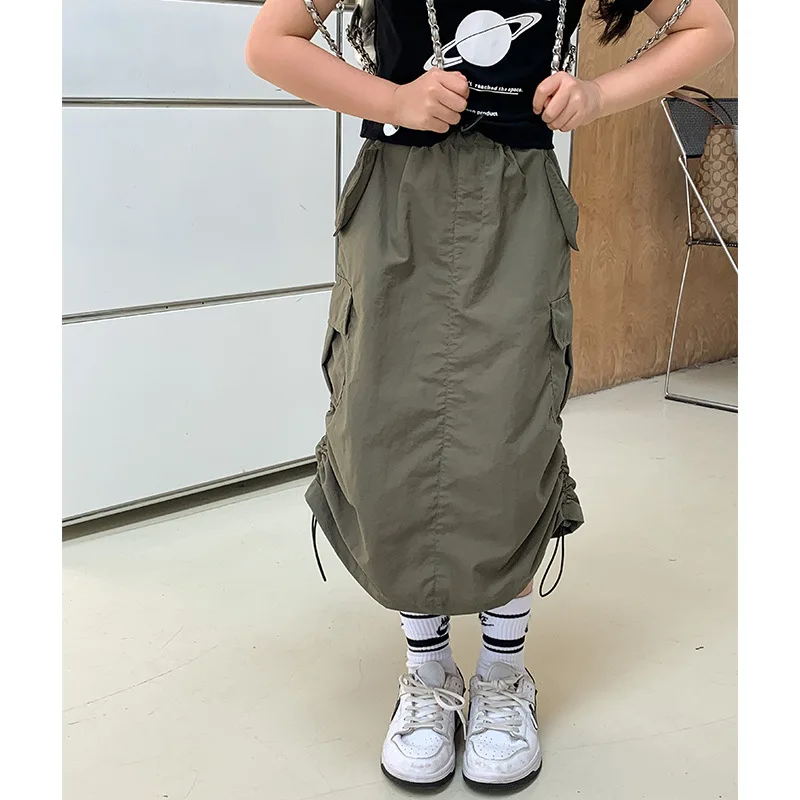 2023 Skirts Elastic Waist Mid-calf Length A-line Cotton Clean Fashion Modern Soft New Comfortable Designable Children Girls