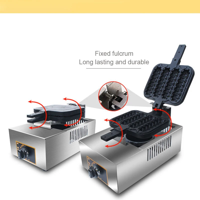 DMWD 상업용 가스 프렌치 소시지 롤리 와플 메이커, 붙지 않는 크리스피 콘, 핫도그 머핀 베이킹 기계, 베이커 스낵 아이언, 4 개