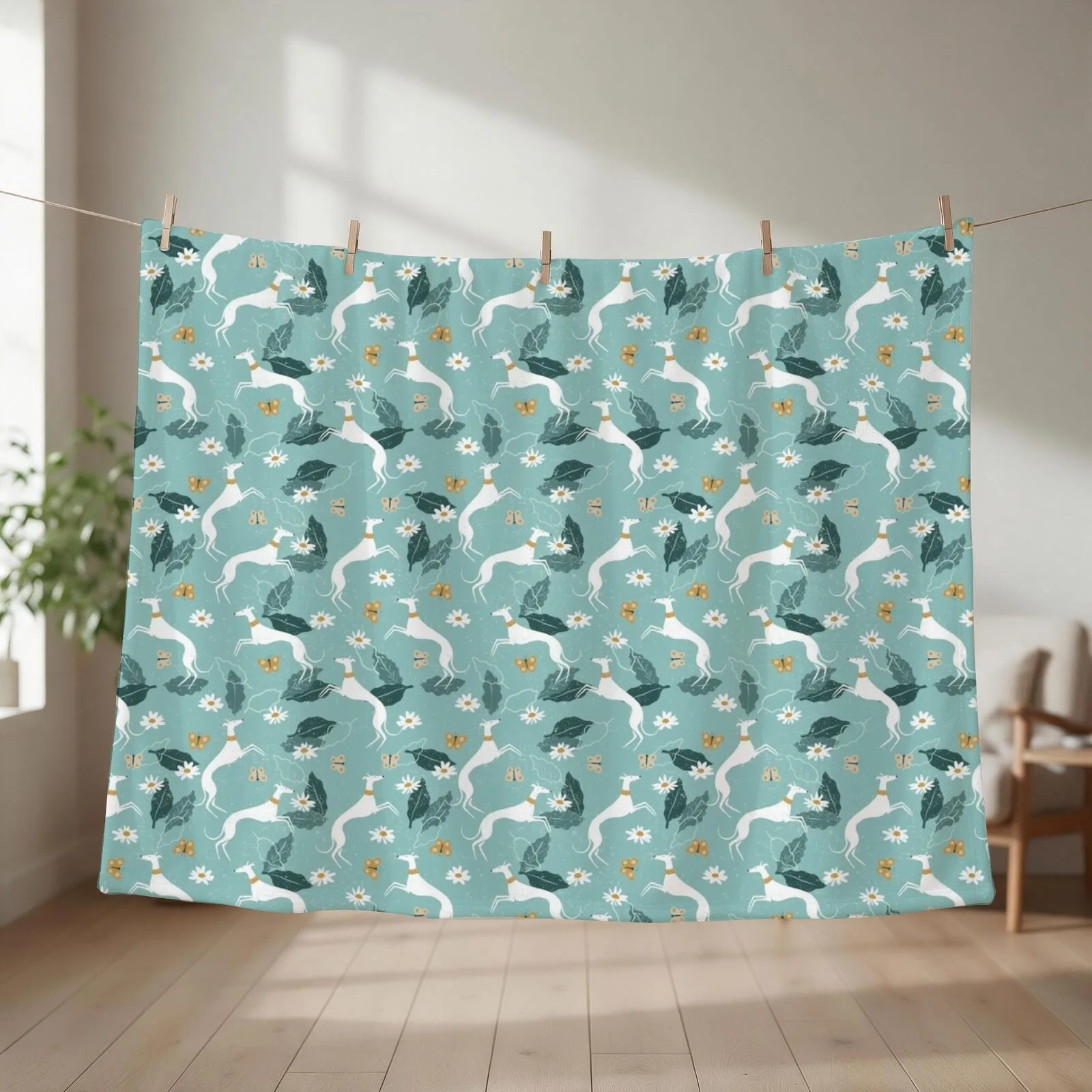 Greyhound and Butterfly Throw Blanket couch cozy soft plush fuzzy picnic outdoor blanket