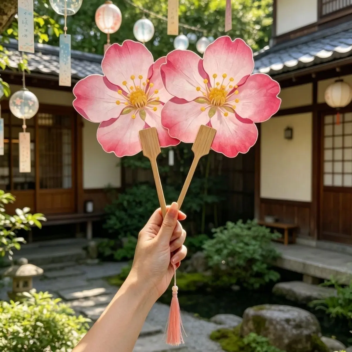 3 pcs set Cherry Blossom Fan Small Palm Summer Women Portable Handheld Home High Appearance Hand Fan Thickened