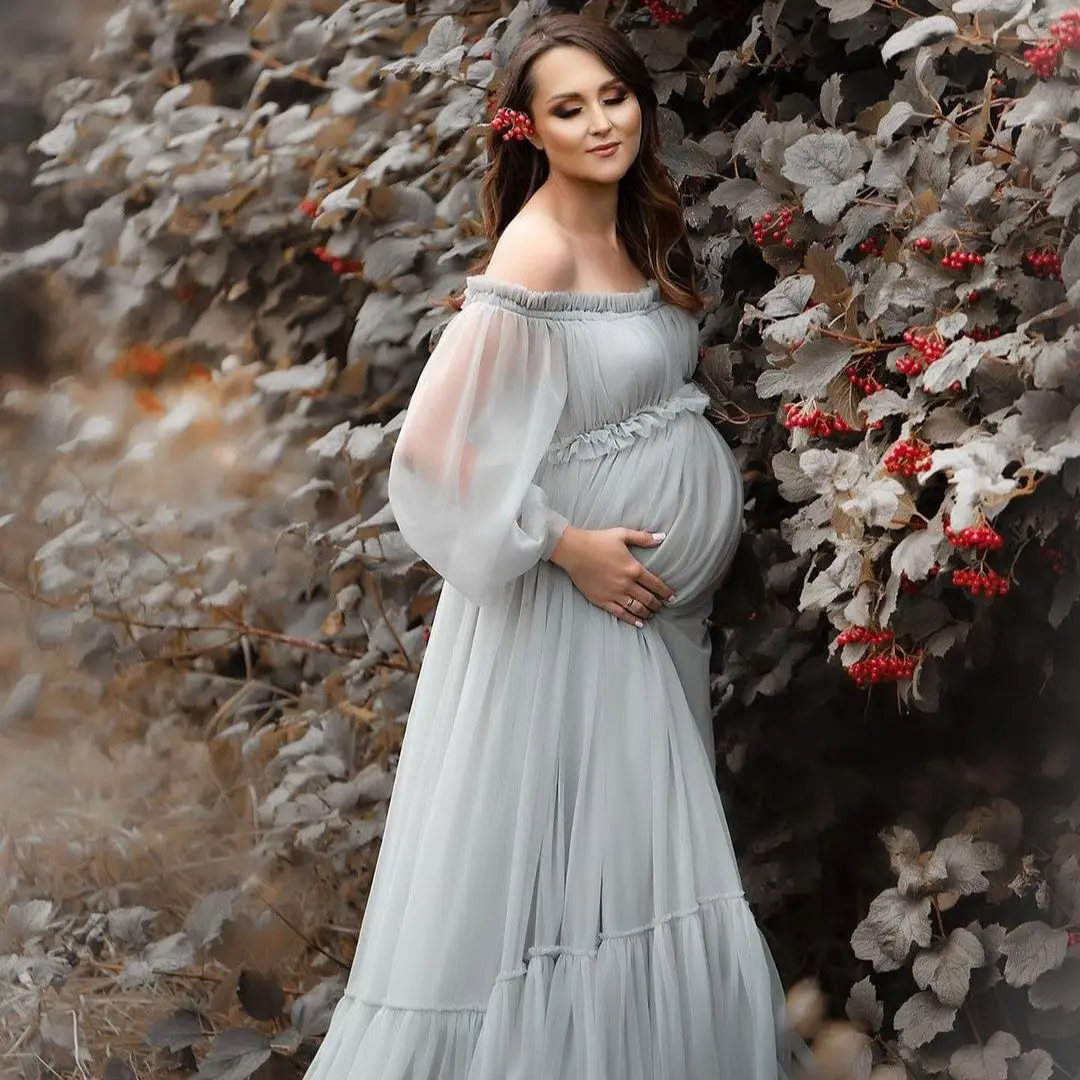 

Maternity Dress for Photoshoot Pregnant Women Prom Dresses Boho Long robes de soirée Tulle Party Dress