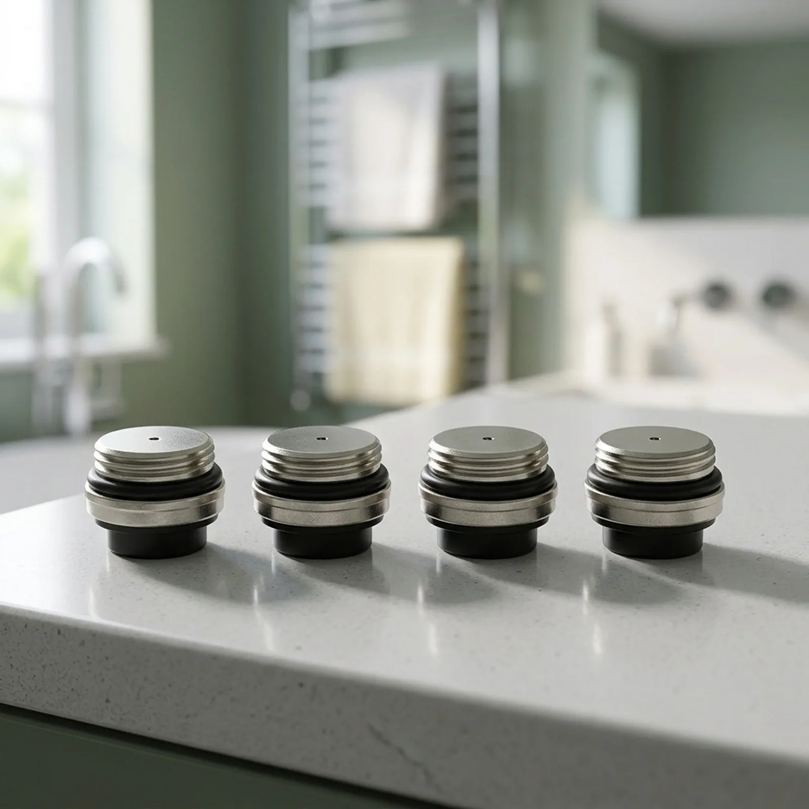 Brass Radiator Bleed Valve Set 4 Pieces for Towel Rail Radiators G1/2 Connection Suitable for Standard Heating Installations