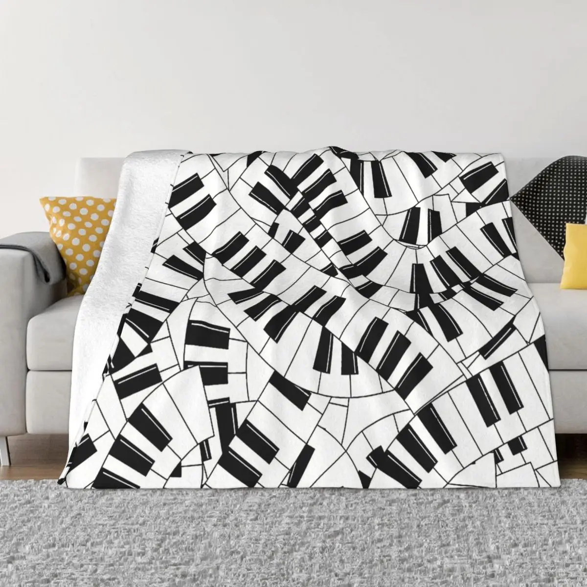 Music Notes Piano Keys Modern Art Portable Warm Throw Blankets for Bedding Travel