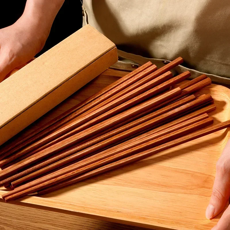 1 Pair Ordinary Log Color Solid Wood Chopsticks Household Commercial Iron Wood Chopsticks Bamboo  Многоразовые Палочки