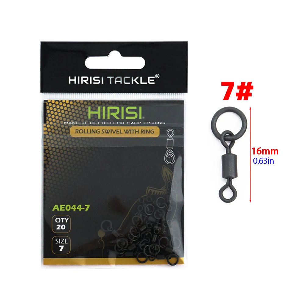 Hirisi 20-teilige Karpfenangeln-Wirbel, Druckknöpfe mit massivem Ring, Schnellwechsel-Angelhaken, Wirbel, Angelzubehör AE044