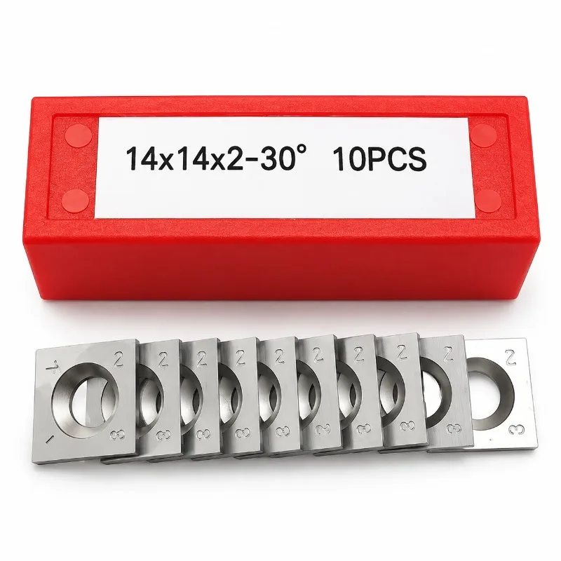 10PCS 14x14x2mm Square Insert Blades 30 Degree Woodworking Lathe Chisel Spiral Planer Replacement Cutting Tools