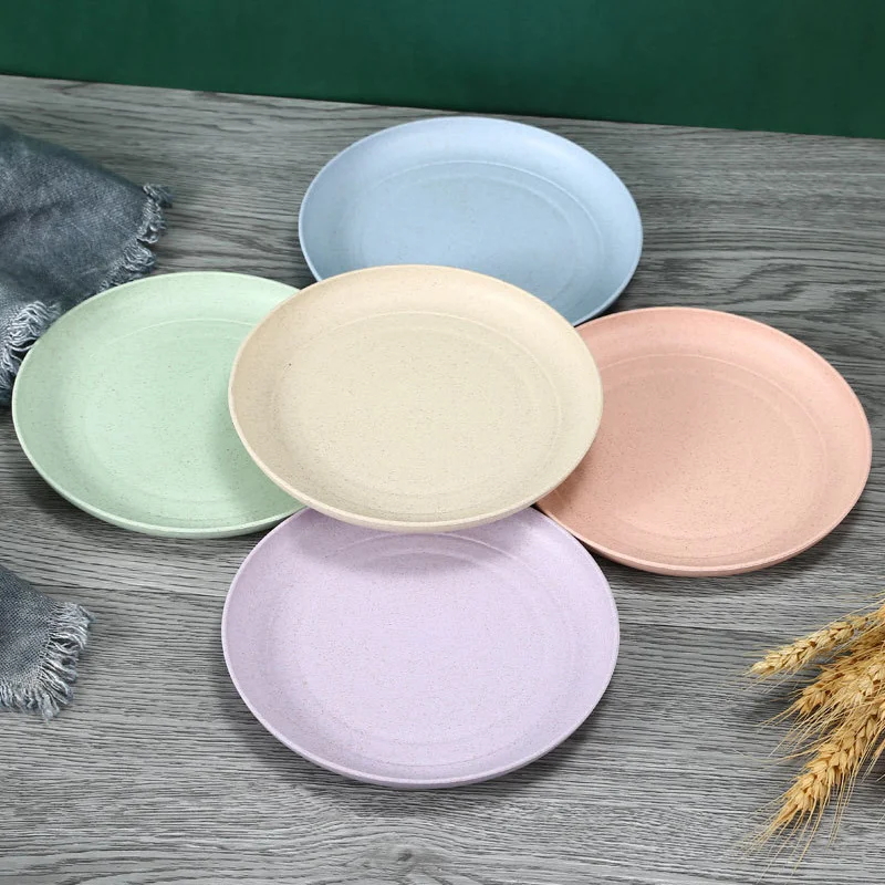 

Wheat Straw Plates Solid Color Eco Friendly Fruit Plate Tableware Dishwasher Available Reusable 15cm Single Plate Dinnerware Set