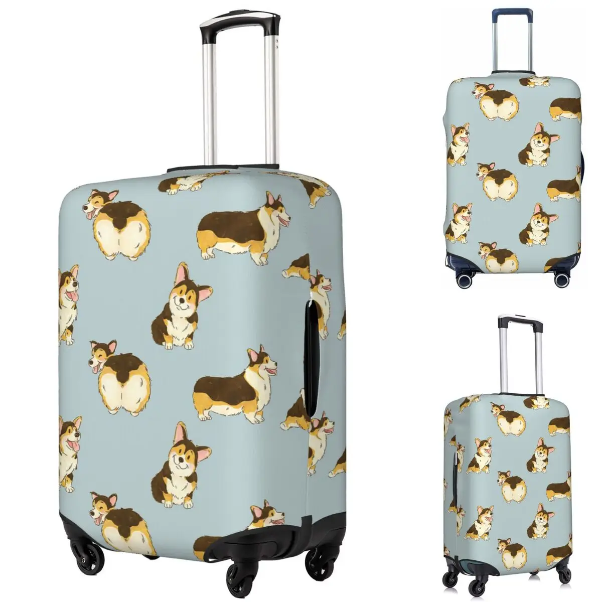 

Tri Color Corgi Dog Suitcase Cover Protection Elastic Travel Luggage Protector Covers for 18-32 Inch