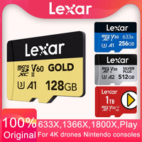 Lexar Micro SD Card Play 633X 1366X 1800X TF Memory Card UHS-I A1 V30 U3 4K A2 V60 for DJI drones Nintendo Switch Game Console