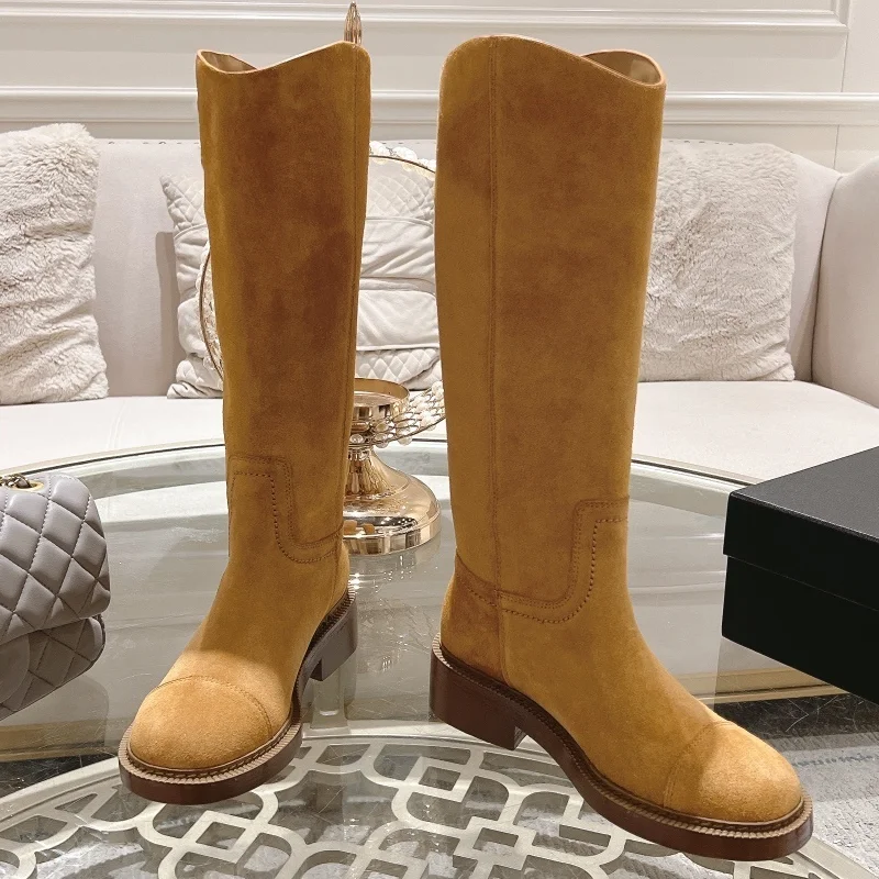 

Высококачественные женские осенне-зимние новые стильные длинные сапоги, верх из воловьей кожи/глянцевой кожи, подошва из натуральной кожи 25080841