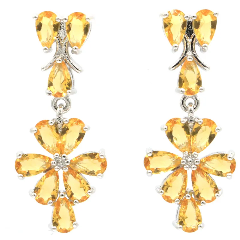 

Buy 5 Get 1 Free 28x12mm Pretty Created Golden Citrine Violet Tanzanite Females Silver Plated Earrings