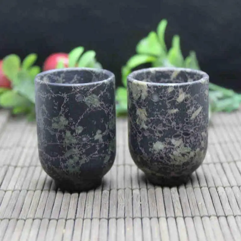 Natural Stone Cup Chinese Tea Ceremony Masters Cups Luoyang Plum Blossom Flower Jade Stone Teacup Kung Fu Teaset Gifts