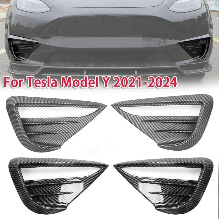 2PCS for Tesla Model Y 2021-2024 Car Front Bumper Fog Light Decorative Cover