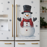 Christmas Snowman Snowflake Wall Stickers Fridge New Year Decoration Mural Cartoon Room Beautify Home Decor Self-adhesive Decals