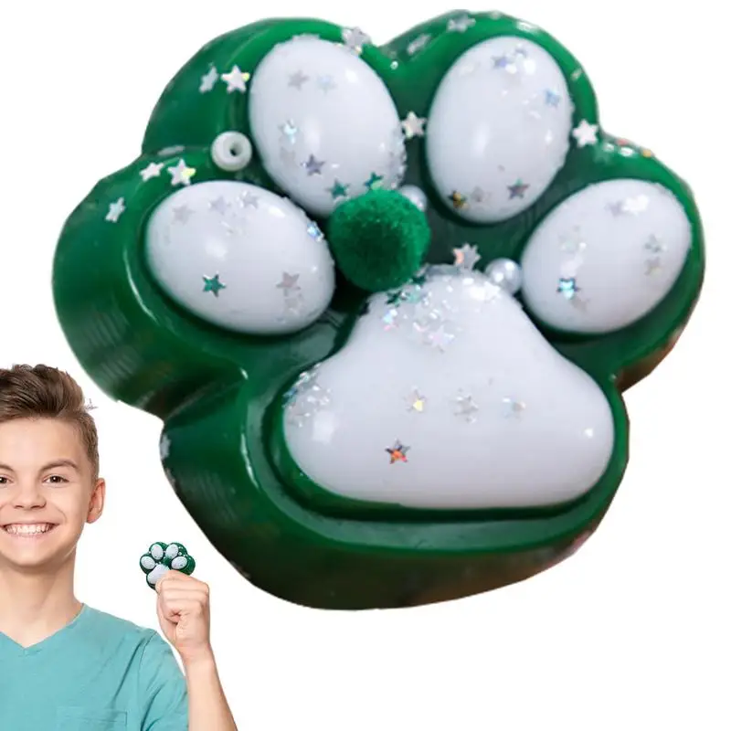 

Игрушка для сжимания кошачьего когтя, мягкая реалистичная игрушка для отскока, игрушка в виде кошачьей лапы, липкая игрушка для зажима со звездами, блестками и жемчугом для повседневной игрушки