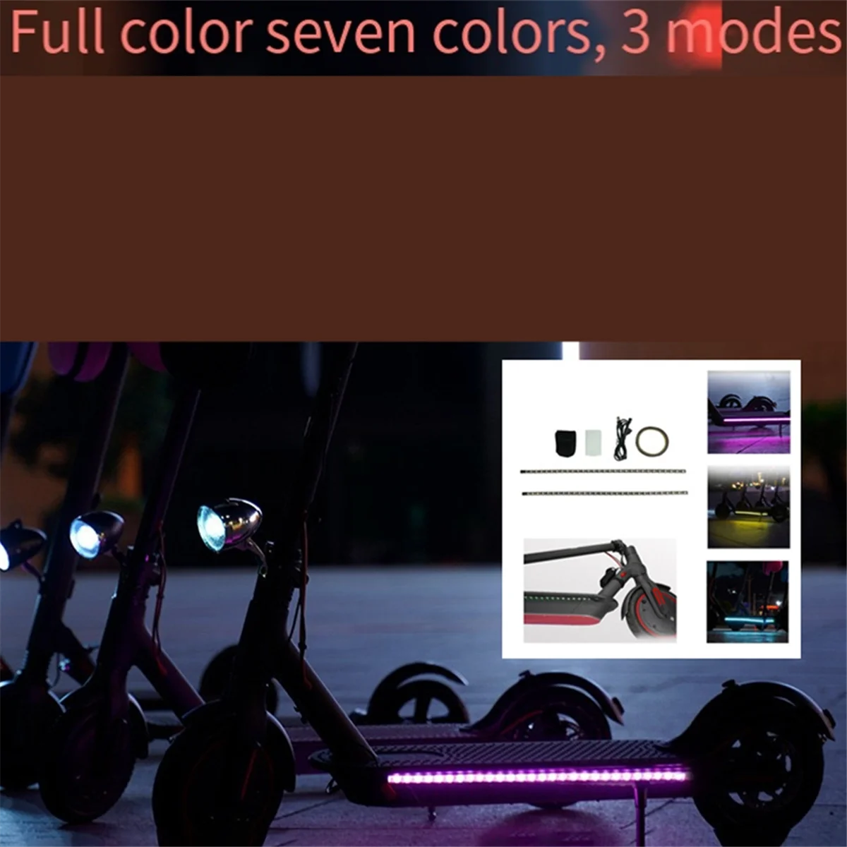 Electric Scooter LED Strip Light, Night Cycling Colorful Lamp Waterproof Scooter Accessories for Xiaomi M365/Pro