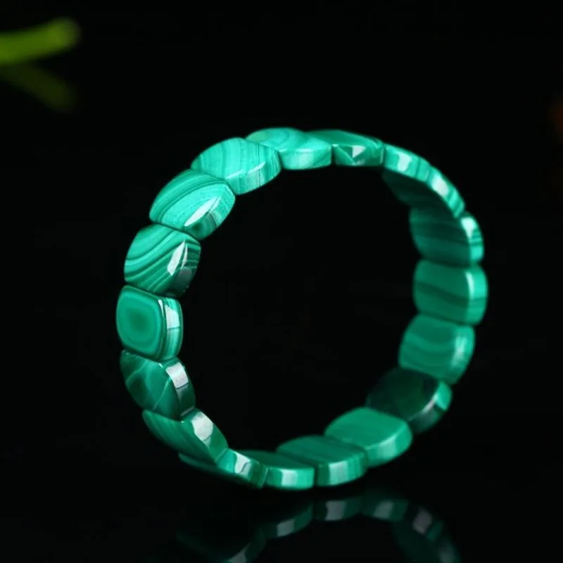 Pulsera de crisocolla de malaquita verde AAAAA, cuentas rectangulares elásticas, piedra curativa, cristal Natural genuino, género para mujeres y hombres, 12x9mm