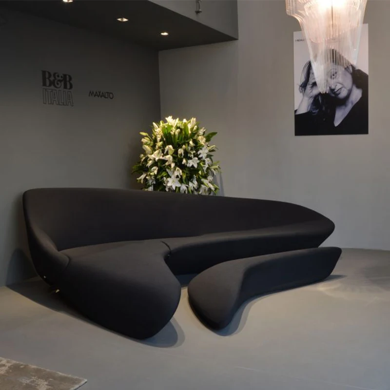 Nordic Zaha Modern Simple Hotel Curved Moon Sofa Casual Custom Home Leather Shape Fiberglass