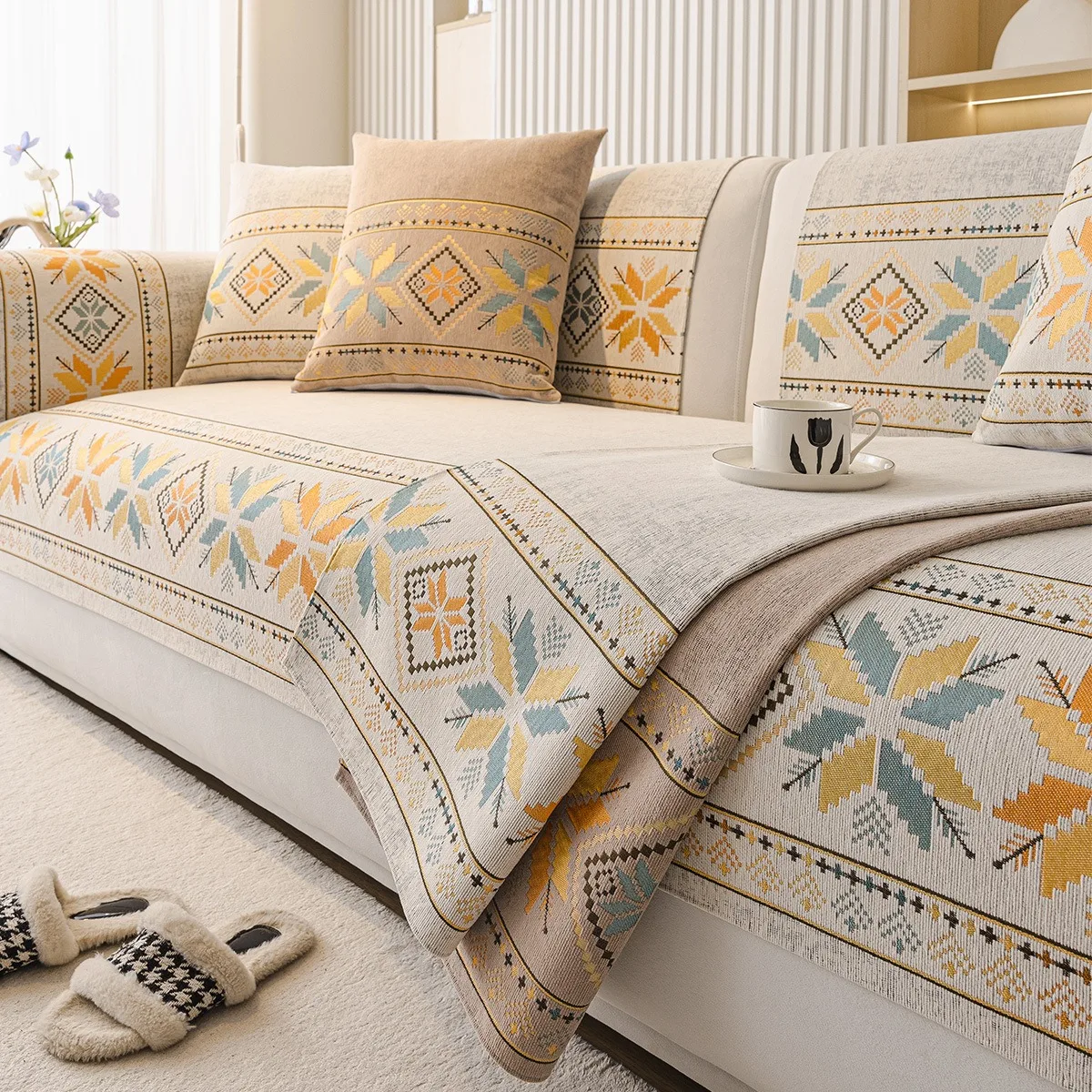 

Bohemian Chenille Sofa Cushion Four Season Universal Non-slip Leather Sofa Cover Towel 4 Season Home Protection Cover