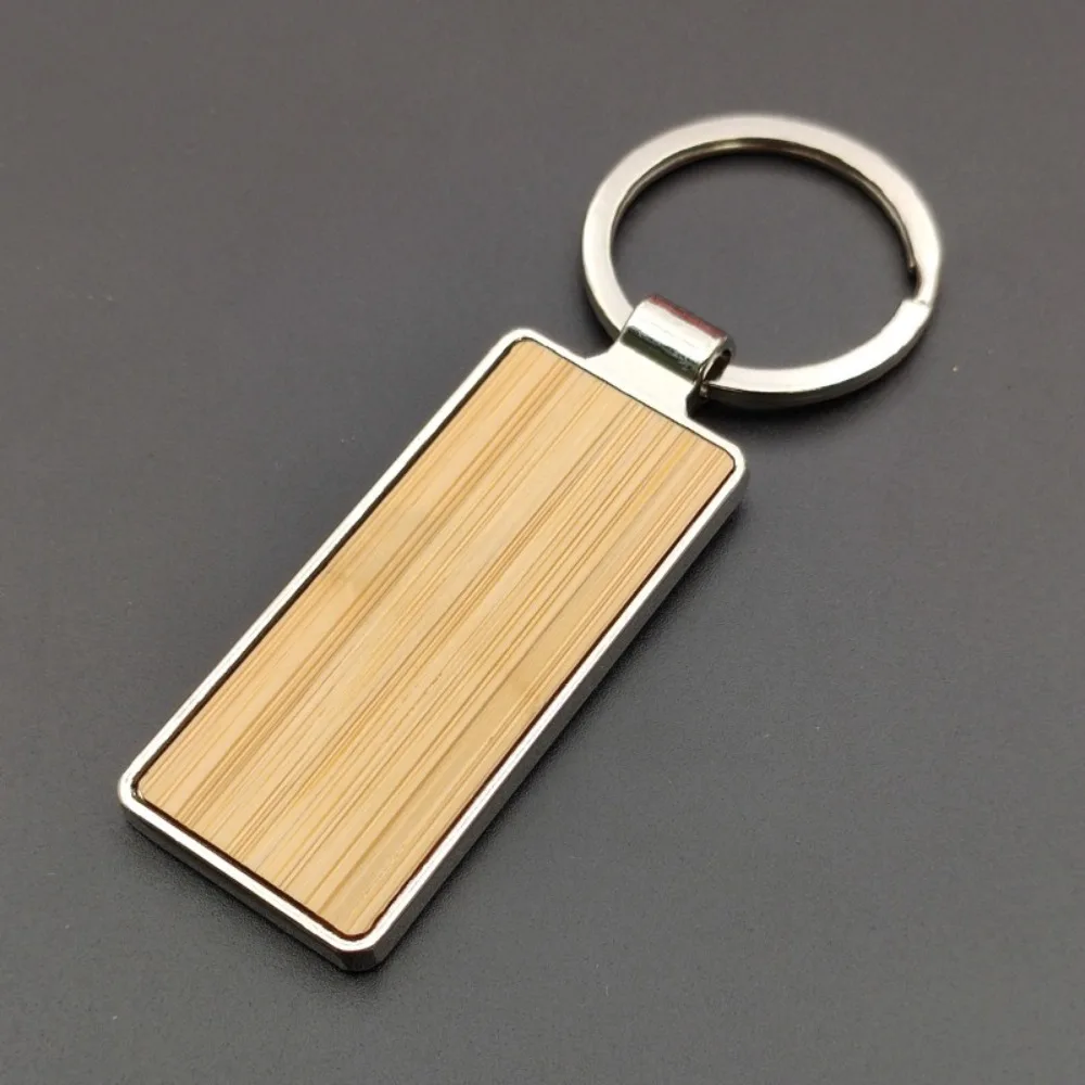 

Metal New Bamboo Key Chain Made of Bamboo Wooden Pendant Pet Tag Stainless Key Ring Individualization Originality Party Gift