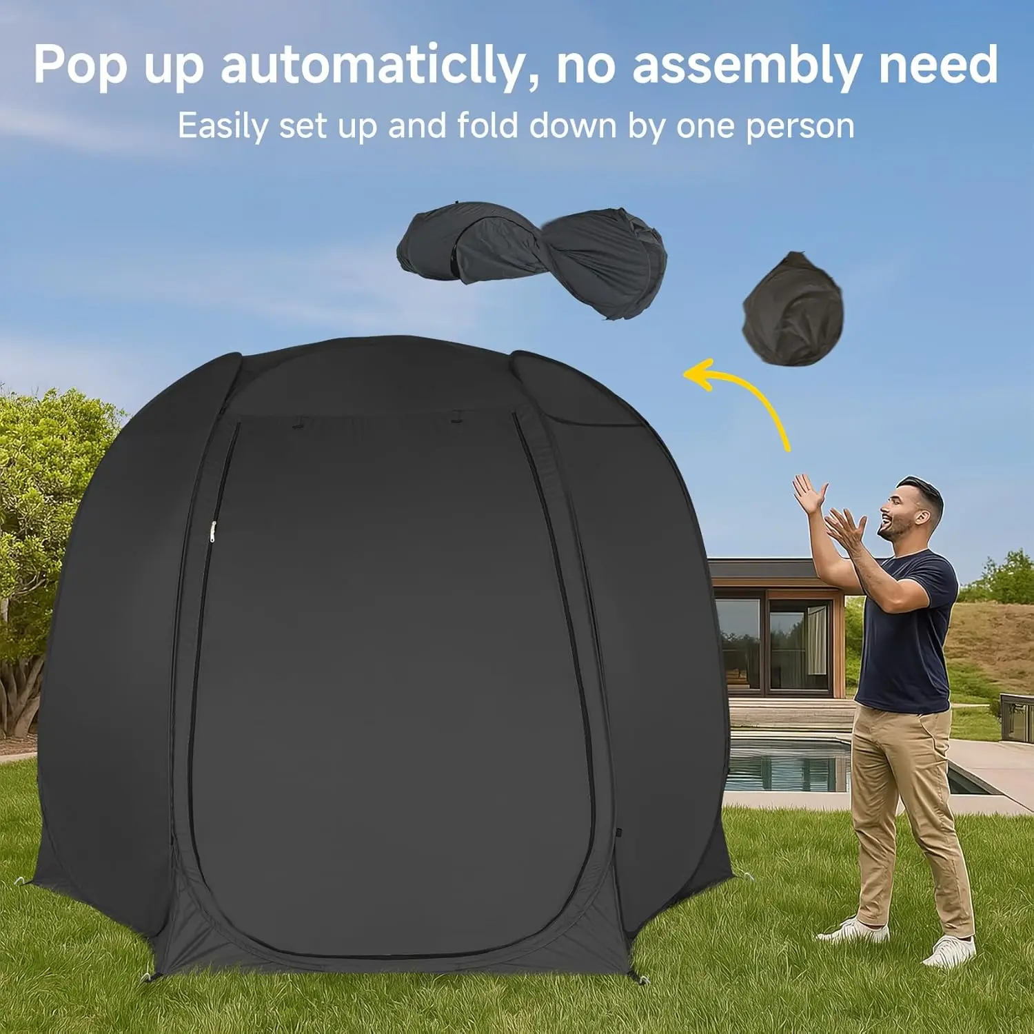 خيمة منبثقة الشاشة لغرفة المنزل، مظلة للتخييم الفوري في الهواء الطلق، شرفة مأوى للشمس للفناء، الفناء الخلفي والسطح، خيمة الخصوصية (2-10