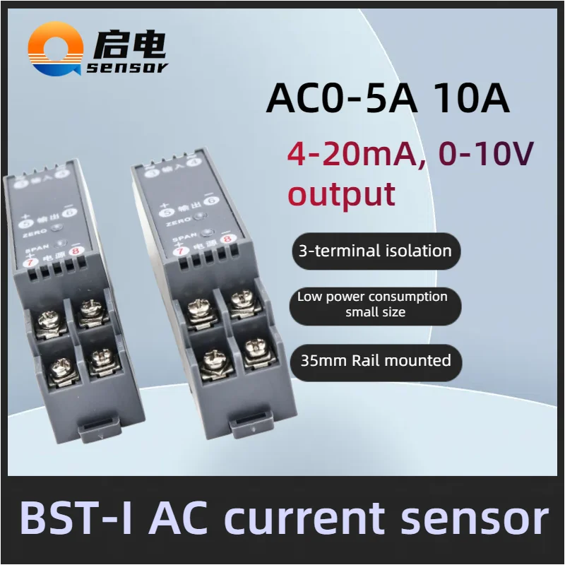 

BST-I AC Current Transducer AC 1A 5A 10A 20A Input 4-20mA 0-10V RS485 Output current sensor transmitter