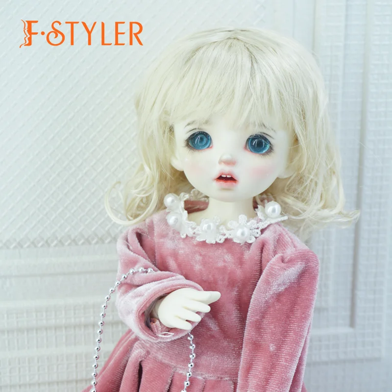 

FStyler Doll Wig Bangs Naturally Curl Short Hair BJD Soft Synthetic Mohair Various Colors Hair Doll Accessories