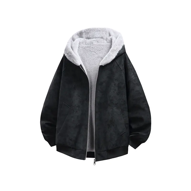 

Winter Thickened Warm Men Parkas with Hood Plush Lining Outdoor Windproof Overcoats High Quality Fashion Casual Cotton Jackets