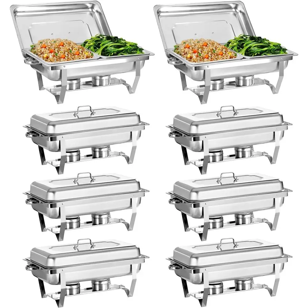 

Набор для сервировки из 8 предметов из нержавеющей стали с подогреваемой емкостью для еды объемом 8QT (полуразмерная), для кухонных вечеринок