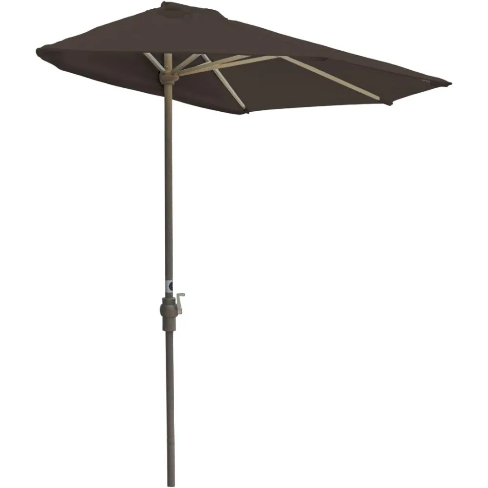 

"Wall-Mounted Brella Sunbrella Half Umbrella with 7.5 Foot Width in Walnut Finish"
