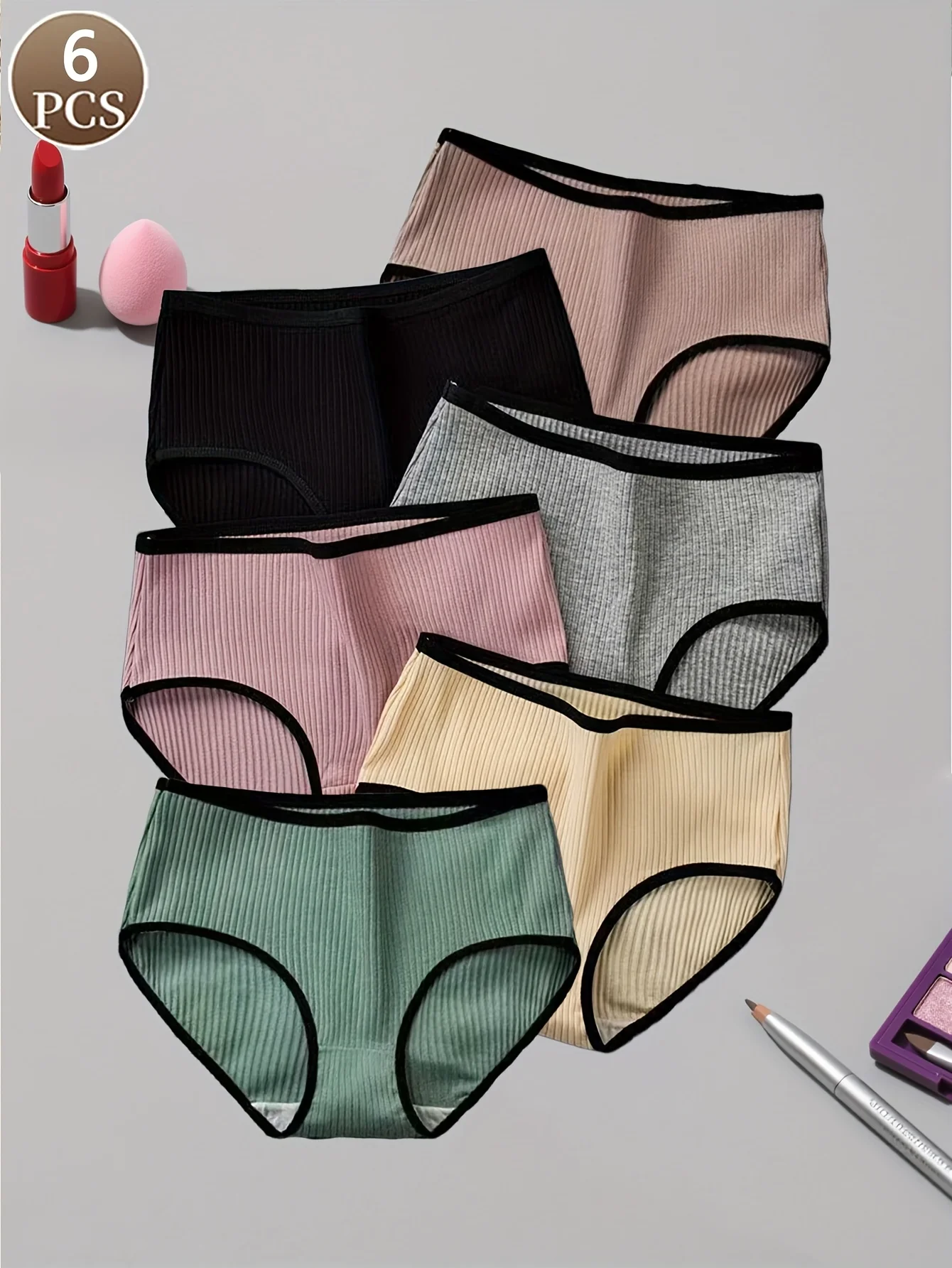 

6 шт. сексуальные бесшовные женские трусики в рубчик, простые однотонные повседневные спортивные женские трусы