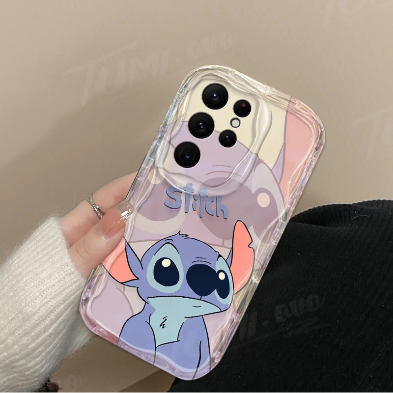 Clear Phone Case For Samsung Galaxy A54 A34 A14 A24 A13 A23 A33 A53 A73 A15 A05 A05S Cute Disney Pink Stitch Soft Silicone Cover