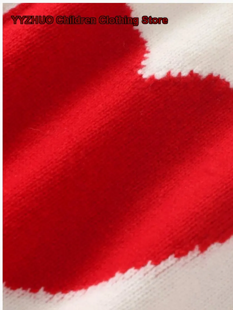 Boys Girls Vest Kids Autumn Winter Round Neck Embroidered Heart Pattern Sleeveless Three-Strand Knit