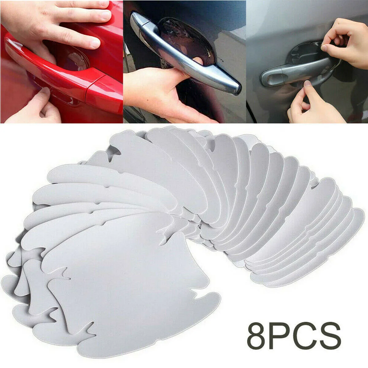 

Sheet Car Door Handle Protective Film 8.5cm X 9.5cm 8pcs Fiber Vinyl Film Clear Invisible Protector High Quality