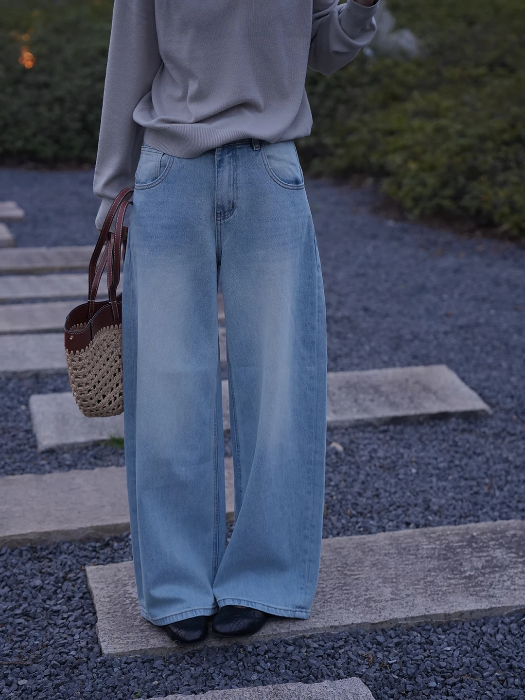 

Retro Waed Knife Denim Jeans High Waist Wide Leg Pants Women's Spring New Loose Fit Floor Length Versatile Blue Cotton