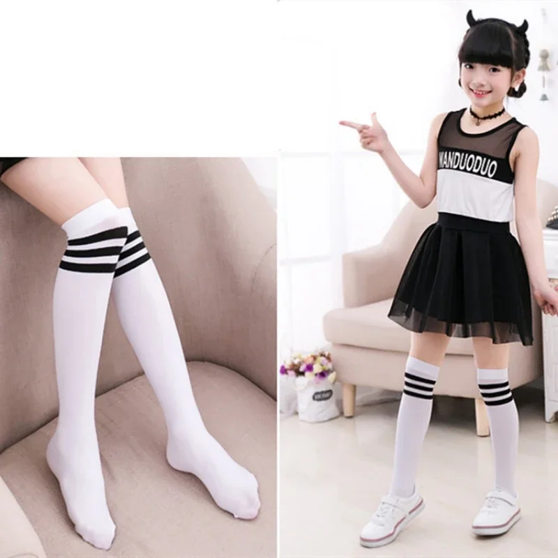 Baby Boys Girls Sports Knee High Long Socks Velvet Thin Breathable Stripe Soft Kids Sock Children School Uniform Socks