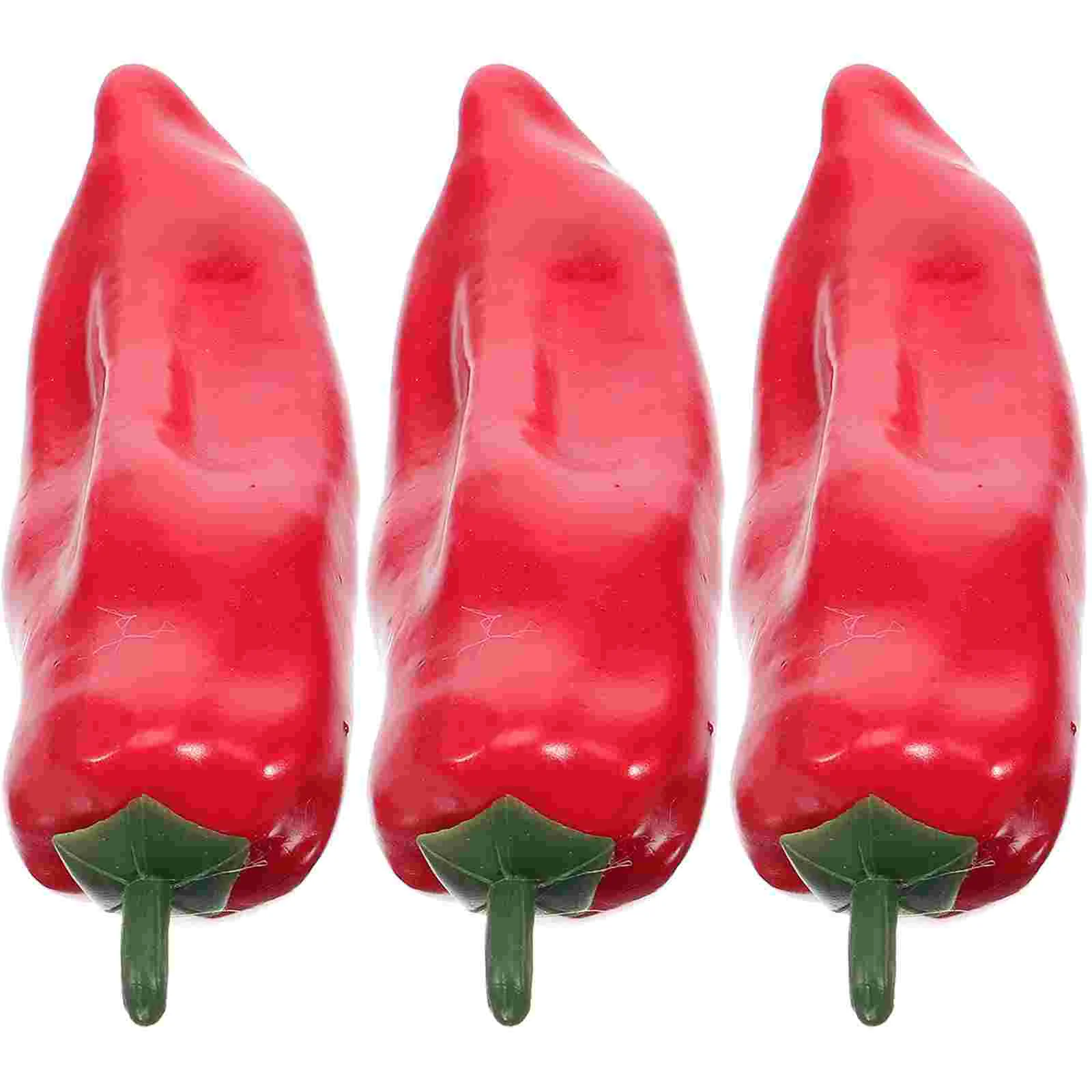 3 Pcs Artificial Pepper Decorations for Shop Foam Model Chic Photo Prop Fake Food Peppers Simulation Vegetables