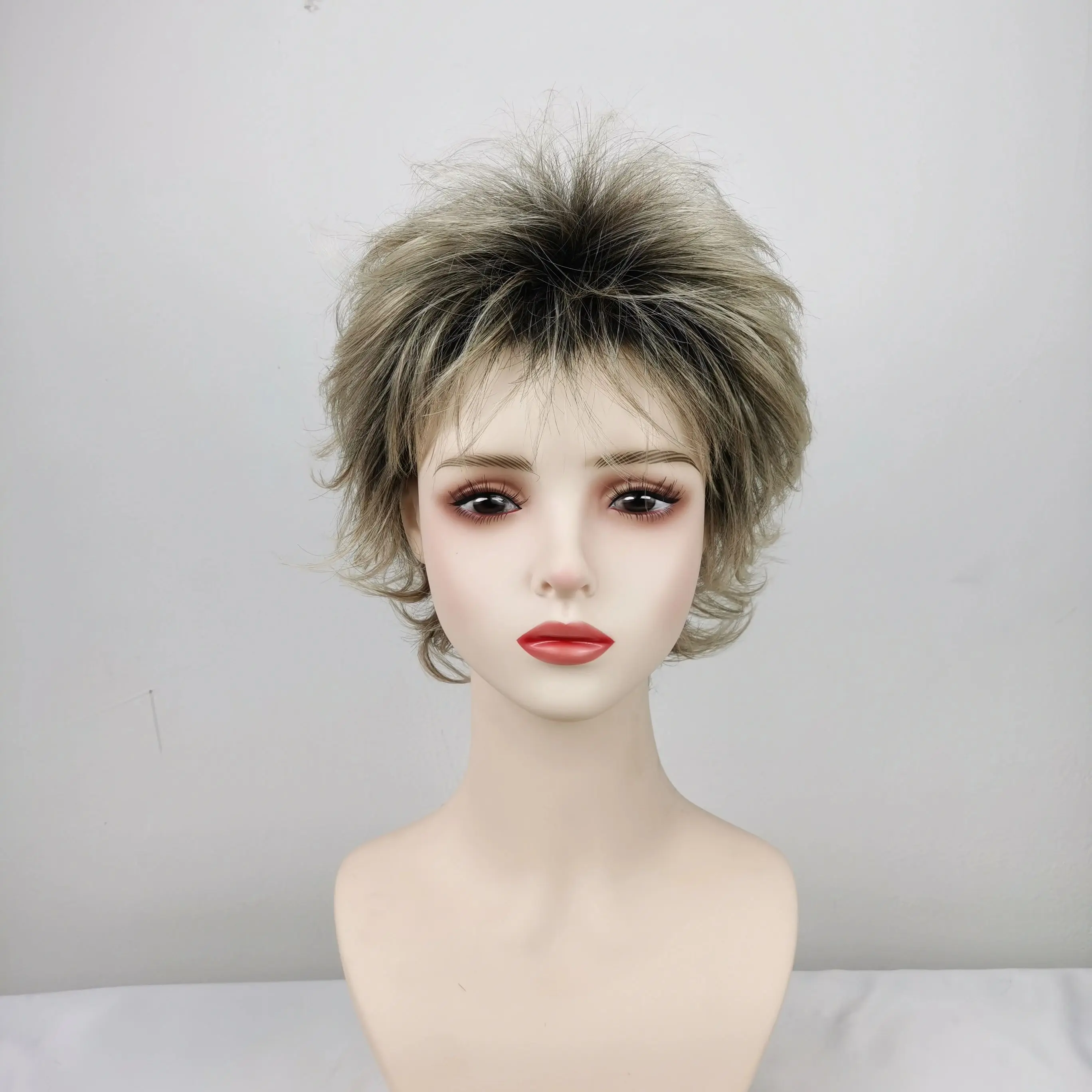 Fashiomag Short Bob Hairstyle Dark Roots Pale Blonde Synthetic Hair Wigs Women Natural Daily Use Super Soft
