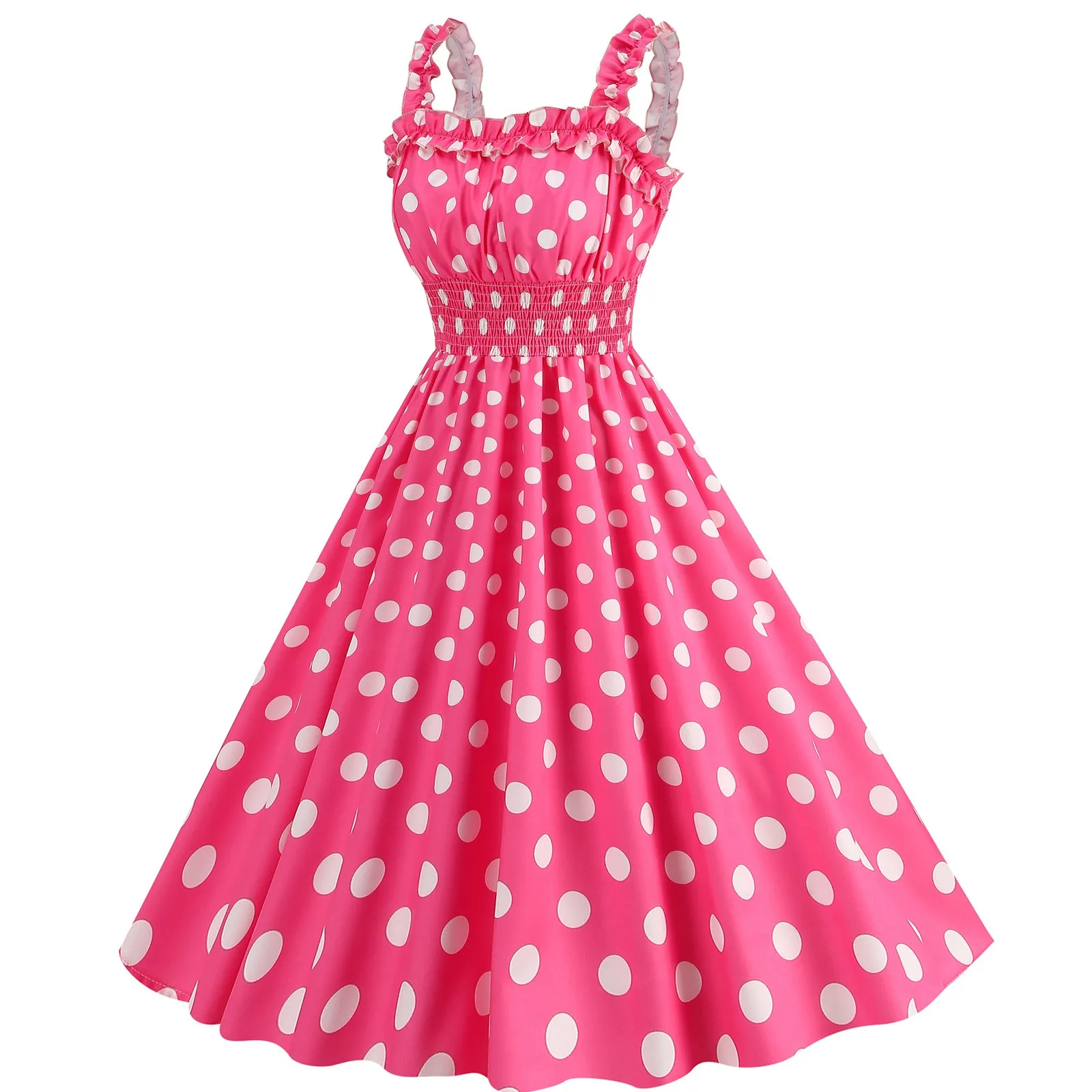 Robe de Soirée Rétro à Pois pour Femme, Tenue Élégante, Mi-Longue, Style Rockabilly des Années 1950 et 60