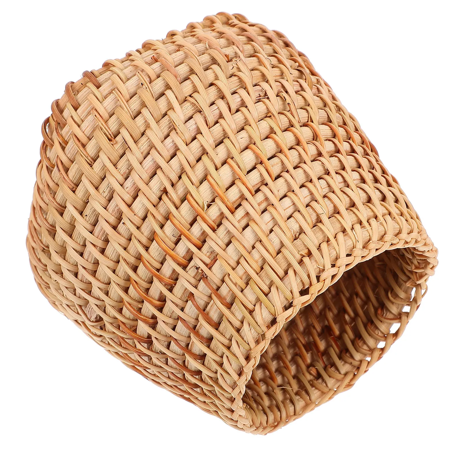 1pc Wood Woven Pen Holder Rattan Storage Basket Desktop Organizer Home Accessory Handcrafted Container Space Saving