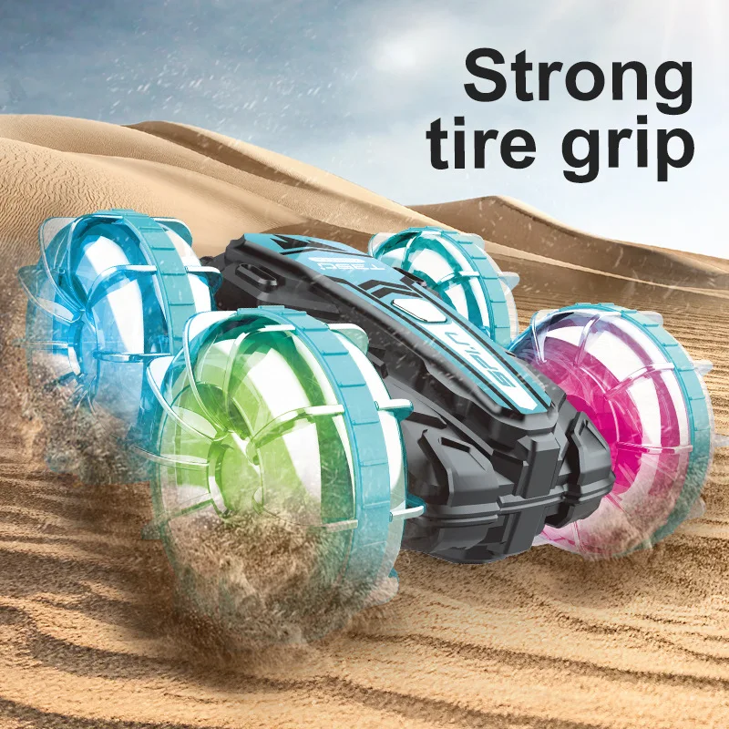 Amphibious RC Car Boat 4WD Stunt Vehicle Waterproof Remote Control Car with LED Lights & Gesture Control Pool Toy