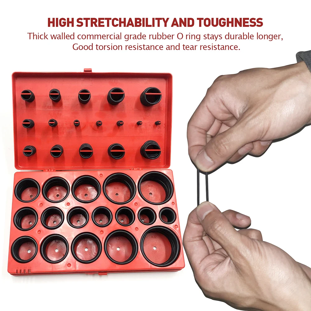 Podofo 419 قطعة مجموعة متنوعة من حلقات O المترية للسيارة مجموعة متنوعة من الختم الدائري لإصلاح السيارات والسباكة والصنبور