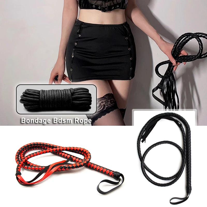 Fetish perlengkapan Bondage Femdom cambuk kulit terbuka mulut Gag eksotis Aksesori budak mengikat tali katun pengekangan mainan seks untuk pasangan